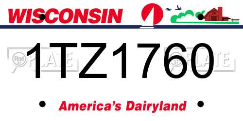 1TZ1760 Wisconsin License Plate