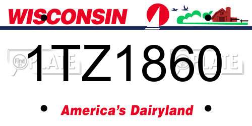1TZ1860 Wisconsin License Plate