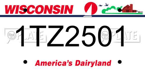 1TZ2501 Wisconsin License Plate