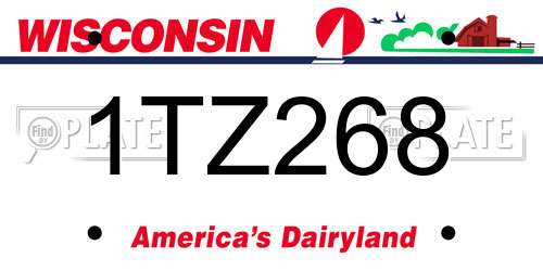 1TZ268 Wisconsin License Plate