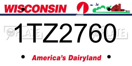 1TZ2760 Wisconsin License Plate
