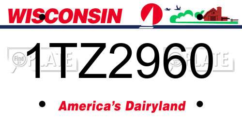 1TZ2960 Wisconsin License Plate
