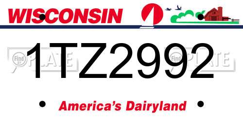 1TZ2992 Wisconsin License Plate