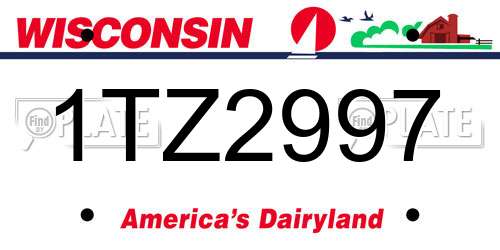 1TZ2997 Wisconsin License Plate