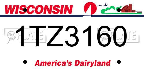 1TZ3160 Wisconsin License Plate