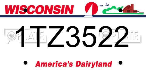 1TZ3522 Wisconsin License Plate