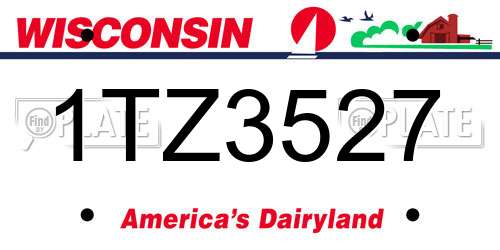 1TZ3527 Wisconsin License Plate