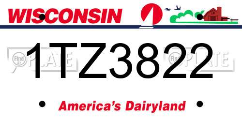 1TZ3822 Wisconsin License Plate