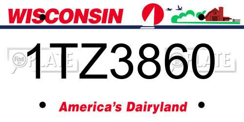 1TZ3860 Wisconsin License Plate
