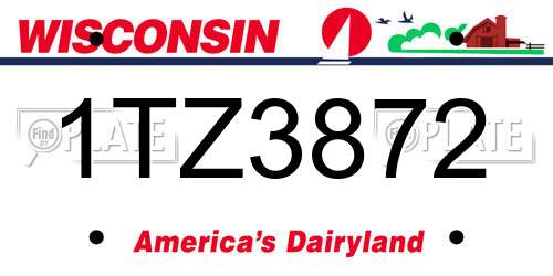 1TZ3872 Wisconsin License Plate
