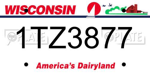 1TZ3877 Wisconsin License Plate
