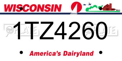 1TZ4260 Wisconsin License Plate
