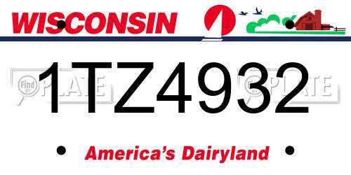 1TZ4932 Wisconsin License Plate