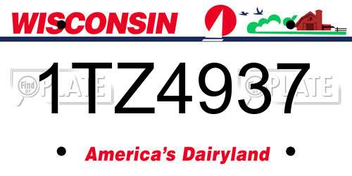 1TZ4937 Wisconsin License Plate