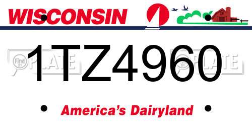 1TZ4960 Wisconsin License Plate
