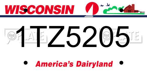 1TZ5205 Wisconsin License Plate