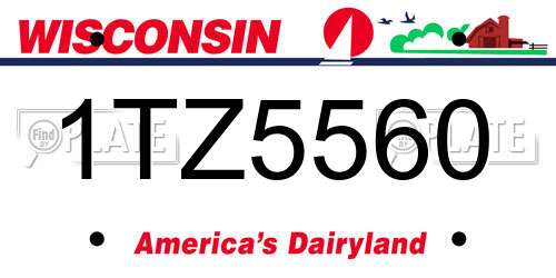 1TZ5560 Wisconsin License Plate