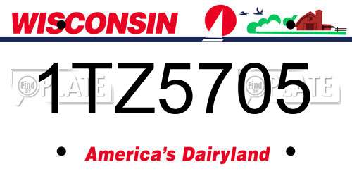 1TZ5705 Wisconsin License Plate