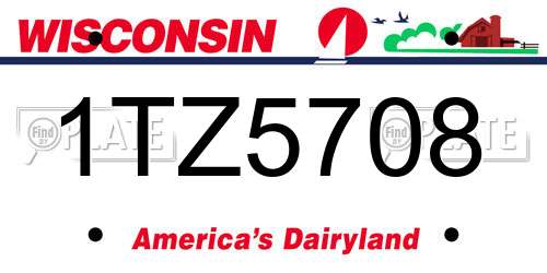 1TZ5708 Wisconsin License Plate