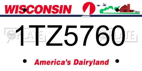 1TZ5760 Wisconsin License Plate