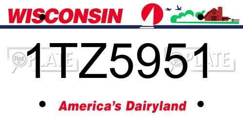1TZ5951 Wisconsin License Plate