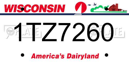 1TZ7260 Wisconsin License Plate