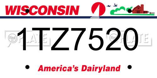 1TZ7520 Wisconsin License Plate