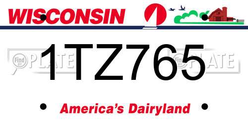 1TZ765 Wisconsin License Plate