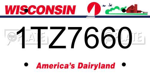 1TZ7660 Wisconsin License Plate