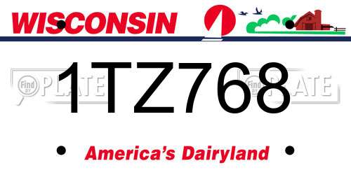 1TZ768 Wisconsin License Plate