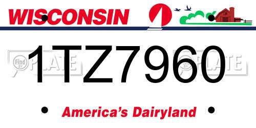 1TZ7960 Wisconsin License Plate