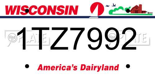 1TZ7992 Wisconsin License Plate