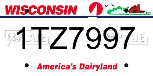 1TZ7997 Wisconsin License Plate
