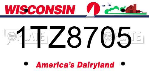 1TZ8705 Wisconsin License Plate