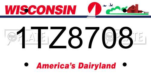 1TZ8708 Wisconsin License Plate