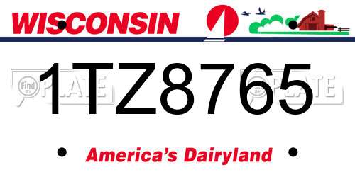 1TZ8765 Wisconsin License Plate