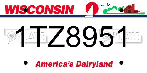 1TZ8951 Wisconsin License Plate