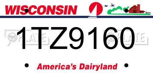 1TZ9160 Wisconsin License Plate