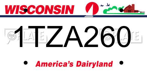 1TZA260 Wisconsin License Plate