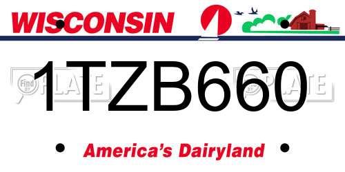 1TZB660 Wisconsin License Plate