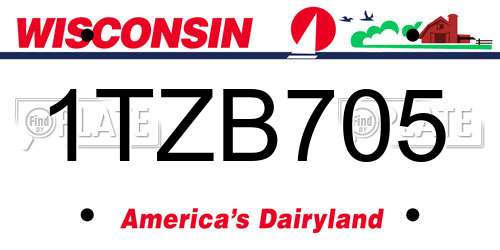 1TZB705 Wisconsin License Plate