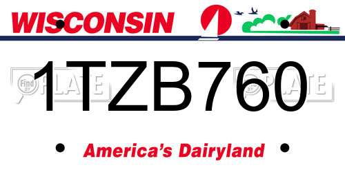 1TZB760 Wisconsin License Plate
