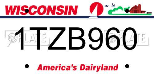 1TZB960 Wisconsin License Plate