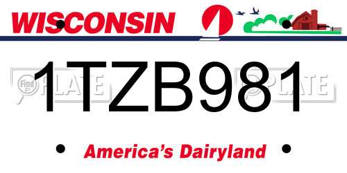 1TZB981 Wisconsin License Plate