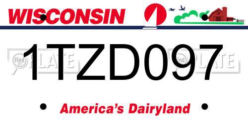 1TZD097 Wisconsin License Plate