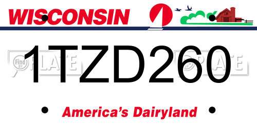 1TZD260 Wisconsin License Plate