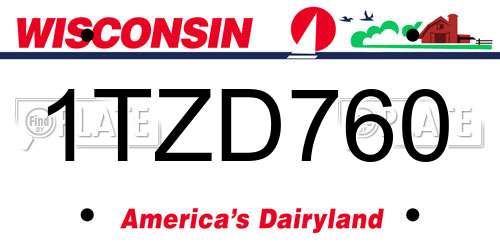 1TZD760 Wisconsin License Plate