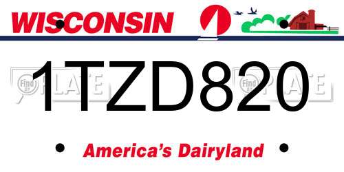 1TZD820 Wisconsin License Plate