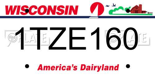 1TZE160 Wisconsin License Plate