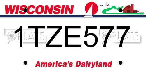1TZE577 Wisconsin License Plate